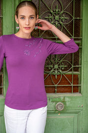 Rose 3/4 Sleeve Fitted T-shirt 2