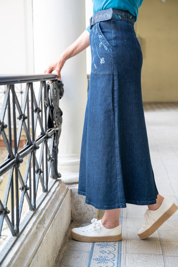 DAISY Organic Denim Maxi Skirt