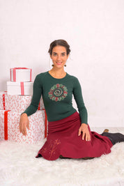 Holly Christmas Top - Pine green