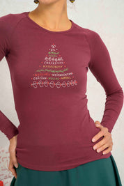 HOLLY Christmas Top - Burgundy