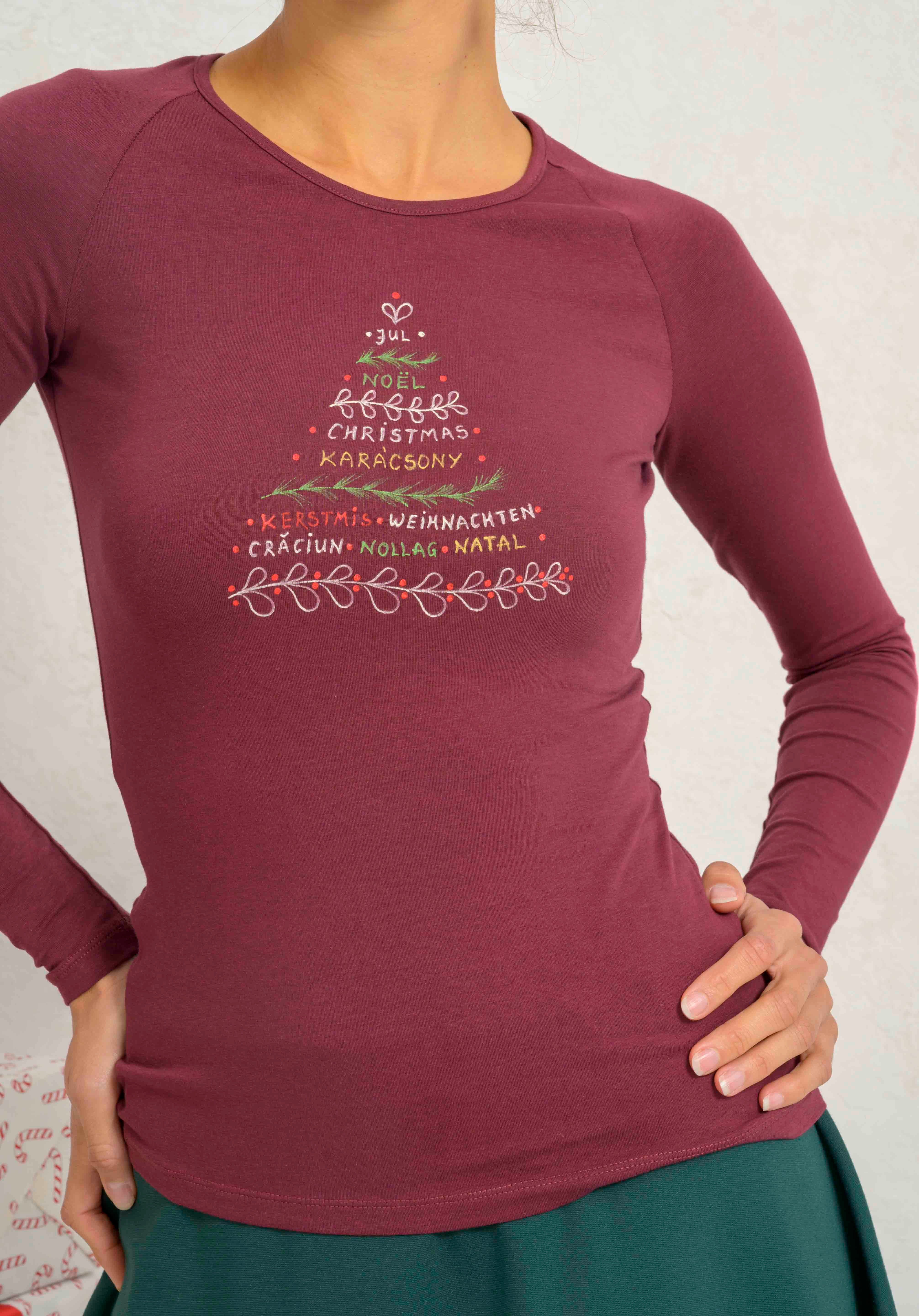 HOLLY Christmas Top - Burgundy