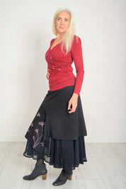 Maria layered maxi skirt