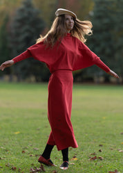 Denevér ujjú maxi ruha
