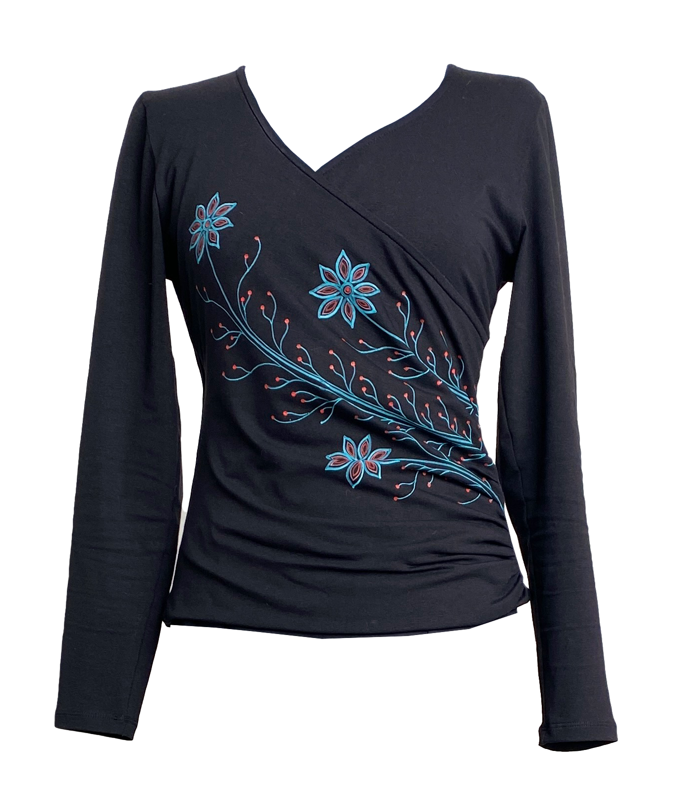 Jasmine Long Sleeve Wrap Top- Flower Garden pattern