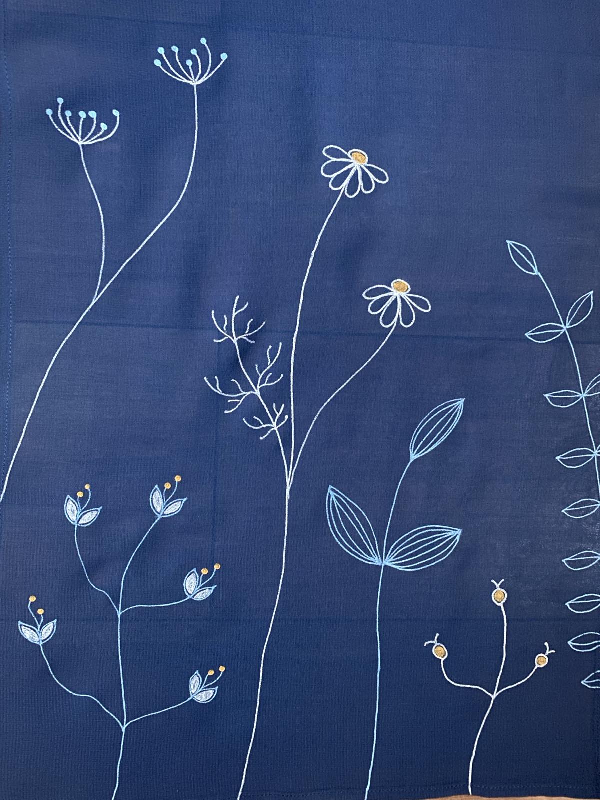 Hand painted medium rectangular scarf